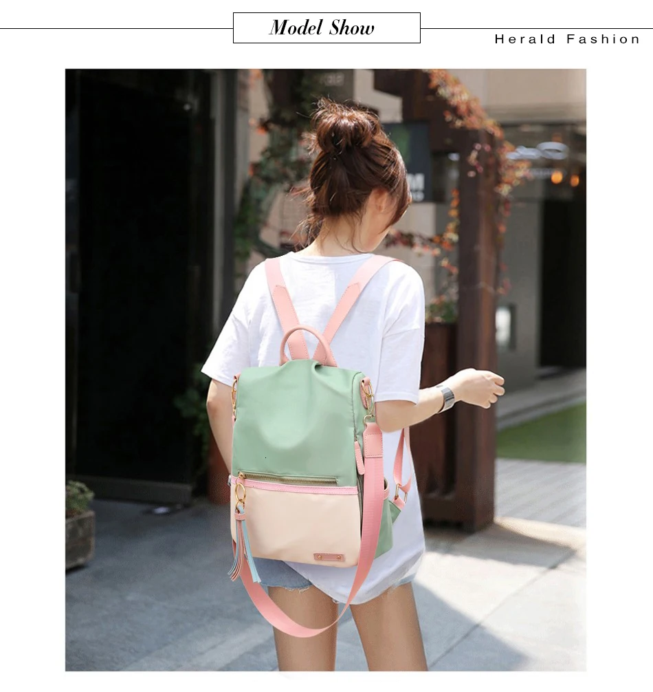 Herald Модный женский рюкзак с защитой от воровства, большая вместительность, цветная школьная сумка с панелями для девочек-подростков, мужские дорожные сумки для ноутбука