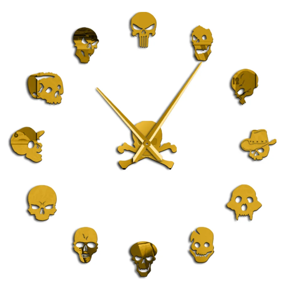 Skulls безрамные Diy большие современные настенные часы Da Parete кварцевые Интерьер 3d