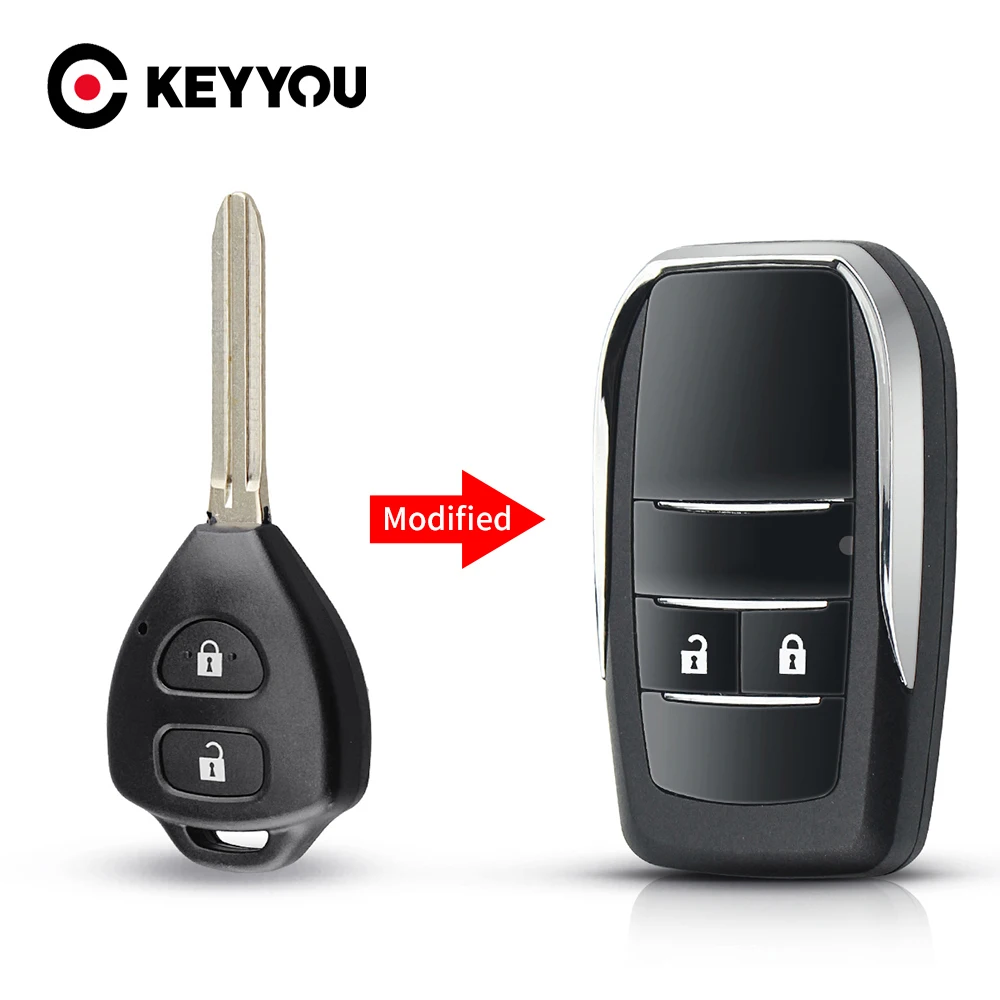 KEYYOU 10pcs Modified Flip Key Case 2/3/4 Buttons For Toyota Reiz Camry Rav4 Yaris Corolla 4Runner Avlon Car Remote Key Shell