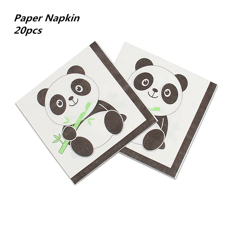 Napkins 20pcs Мультяшная панда тематическая вечеринка на день рождения украшения Дети Девочка одноразовая посуда набор салфетки чашка тарелка Подарочная сумка для вечеринок - Цвет: Napkins 20pcs