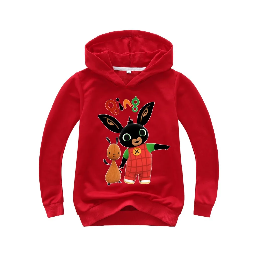 От 2 до 16 лет Bing Rabbit Bing Bunny/Детские толстовки с капюшоном для малышей футболка с капюшоном с 3D принтом рубашка для больших мальчиков и девочек, пуловер качественный Топ