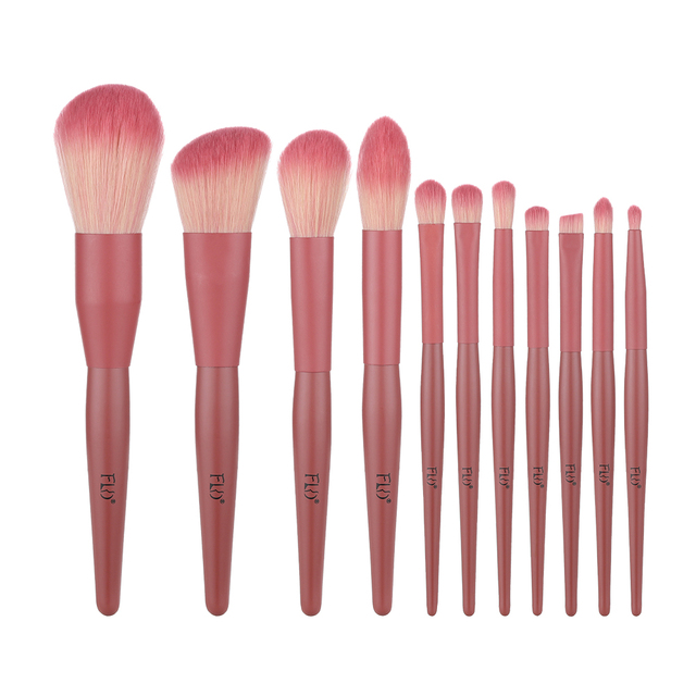 11Pcs Pink Fan Makeup Brushes Foundation Powder Eyeshadow Eyebrow Highlight Make Up Brush Set Tool Brocha Maquillaje 6Colors