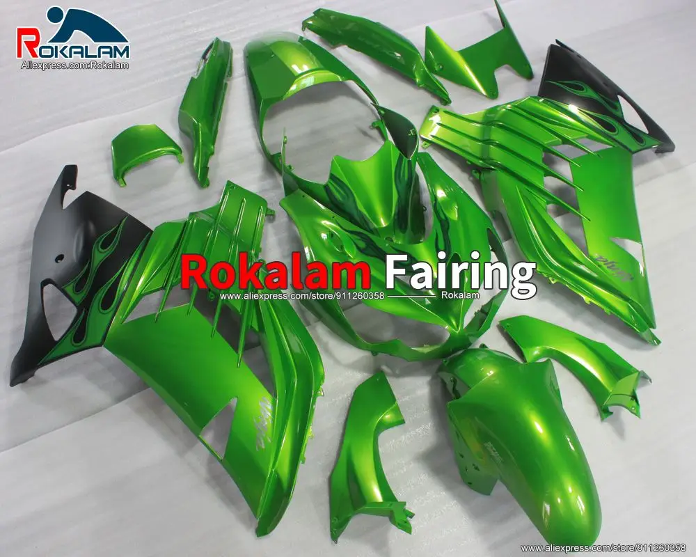 

Обтекатели для Kawasaki ZX14R 2012 2013 2014 ZX-14R 12 13 14 15, комплект обтекателей для мотоциклов из зеленого АБС-пластика (литьё под давлением)