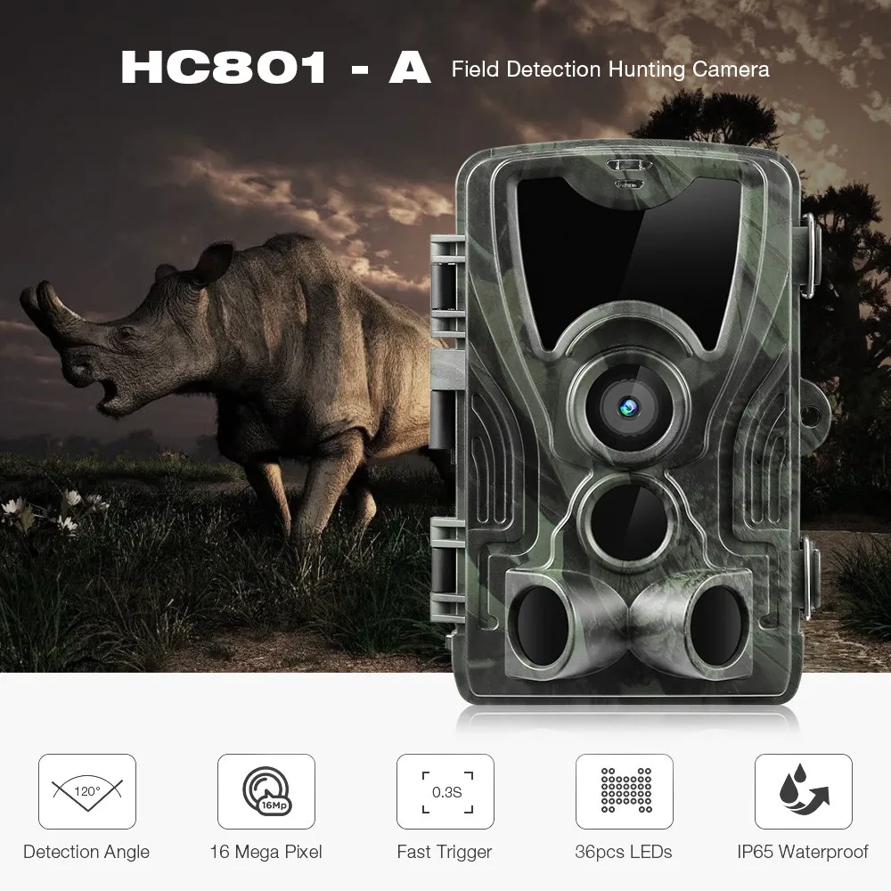 Hunting Trail Camera Suntekcam-Waterproof Night Vision Hunting Camera Wildlife Photo Trap 24MP 1080P IP65 HC801A
