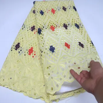 

High Quality Swiss Voile Laces In Switzerland Newest Cream African Dry Cotton Lace Fabric Hollow Out Nigerian Voile Lace DG729