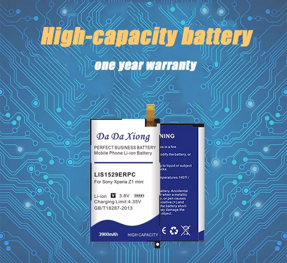 Da Xiong 3900mAh LIS1529ERPC литий-ионный аккумулятор для телефона sony Xperia Z1 mini Z1mini D5503 Z1 Compact M51w Аккумулятор для сотового телефона