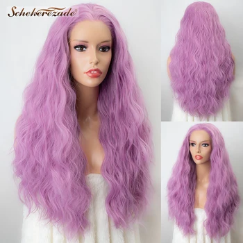 

Scheherezade Purple Synthetic Wig Long Wavy Synthetic Lace Front Wigs For Women High Temperature Fiber Cosplay Wig