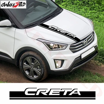 

Car Styling Bonner Stripes Sticker For-Hyundai Creta Car Engine Cover Decor Sticker Racing Sports Hood Vinyl Decals