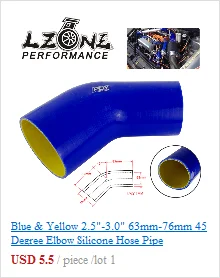 LZONE-2,4"-3" 63 мм-76 мм силиконовый шланг прямой Редуктор столярная муфта синий и желтый JR-SH250300-QY