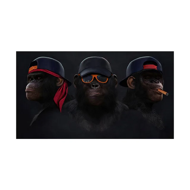 Canvas Poster 3 Monkeys Poster Cool Graffiti Street Art Canvas Painting Wall Art for Living Room Home Decor Posters and Prints JL288-18