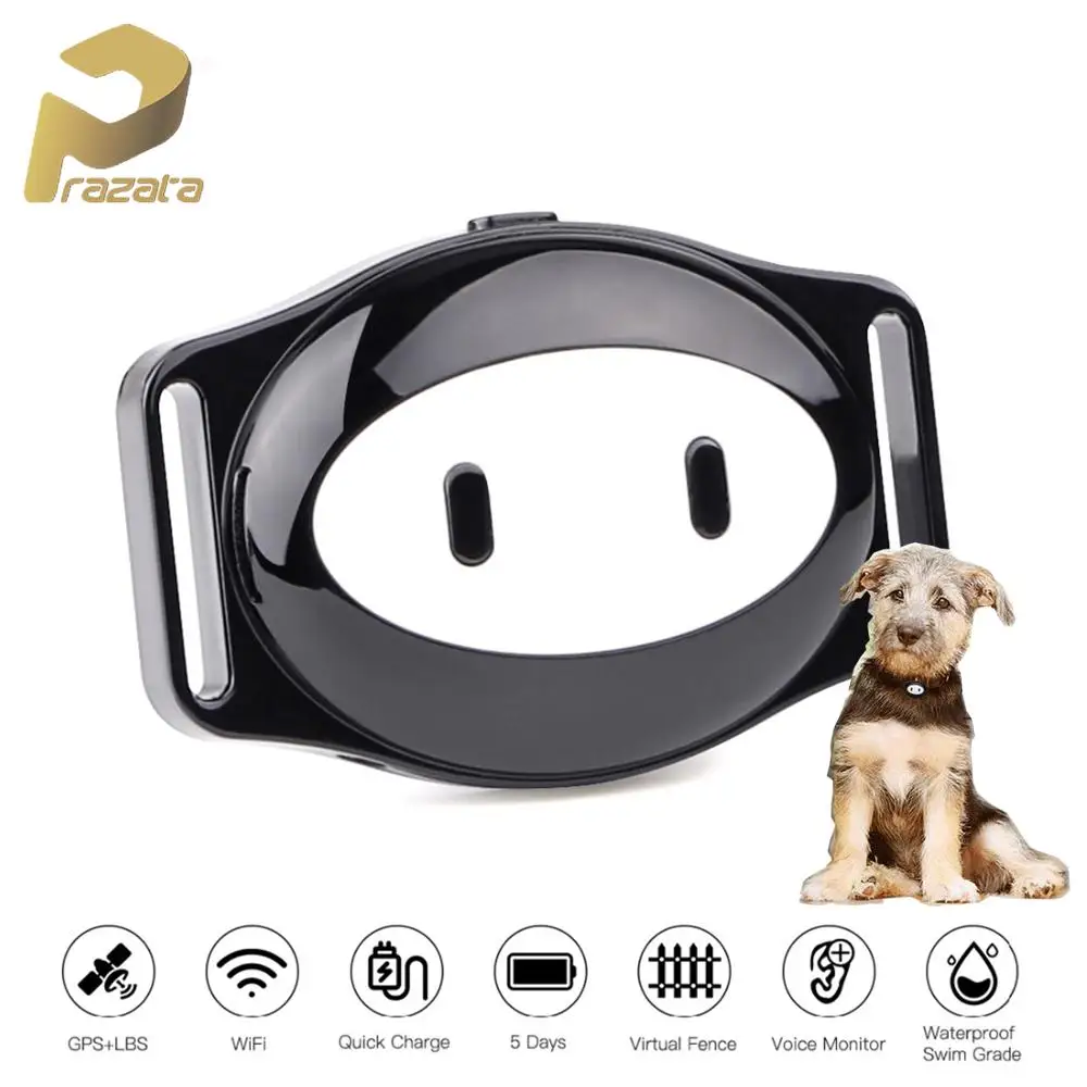 

Prazata Pet GPS Tracker Cat Dog GPS Pet Tracker GPS Collar Waterproof Real-time Tracking Device Geo-fence WiFi LBS D79 Free APP