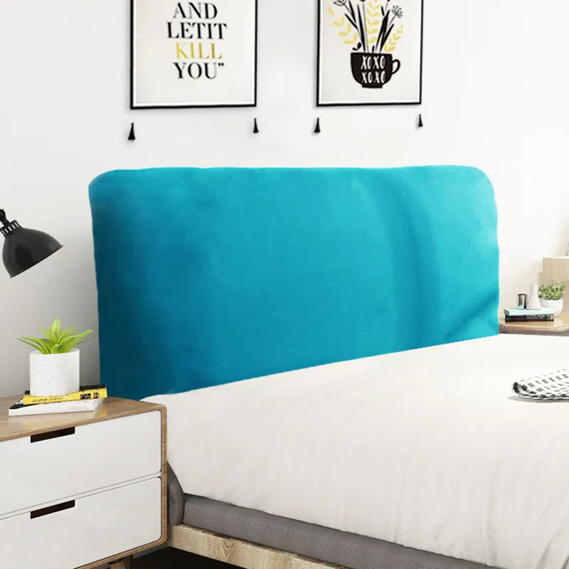 

Modern Brief Style Lake Blue Elastic Cloth Dust-proof Bed Head Cover/Backrest Cover/ Fully enclosed Protective Cover