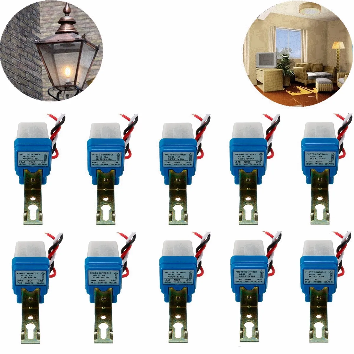 

10 pcs Automatic Auto On Off Photocell street Light Switch Photo Control Photoswitch Sensor Switch DC AC 12V 10A