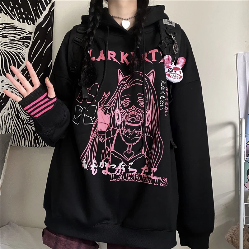 Woman sweatshirts Kawaii Funny Cartoon Hoodies Ullzang Cute Anime Oversize Hoodie Harajuku with print Tops punk Pullover Clothes