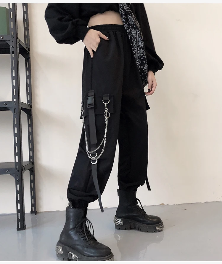 Closeout Harajuku Pants Streetwear Women Casual Cargo Pants With Chain ...