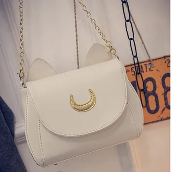 

Sailor Moon Ladies Handbag Black Luna Cat Shape Chain Shoulder Bag Pu Leather Women Messenger Crossbody Small Bag #40