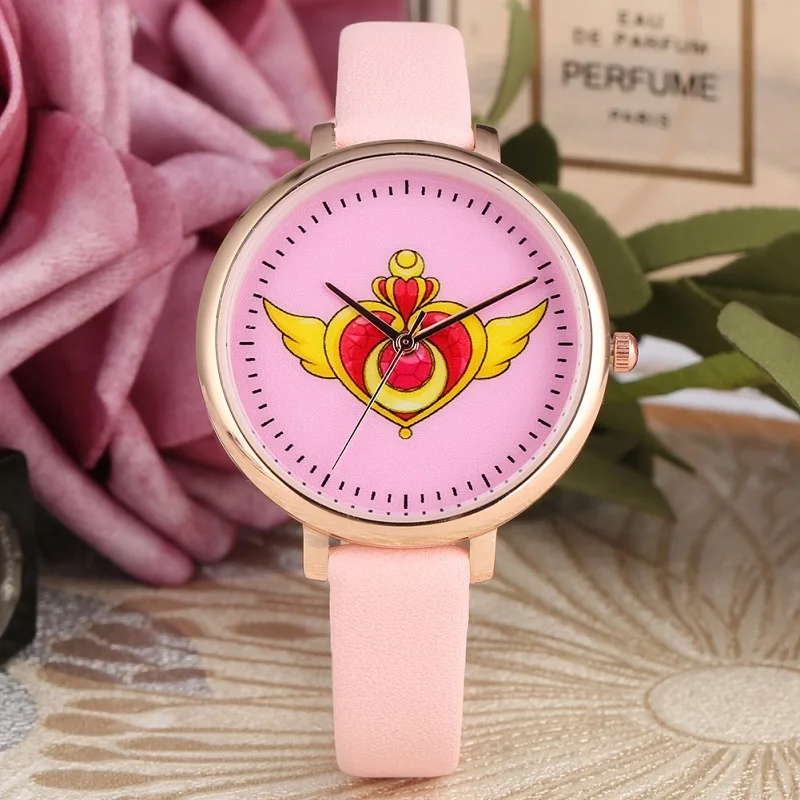 Аниме Сейлор Мун карты Captor Sakura японский мультфильм милые наручные часы косплей для женщин девочек оружие Магия кварцевые часы подарок