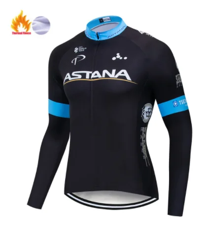 Астана Велоспорт Джерси 9D велосипед брюки комплект Ropa Ciclismo мужские зимние тепловой флис pro Джерси Майо Одежда - Цвет: JERSEY