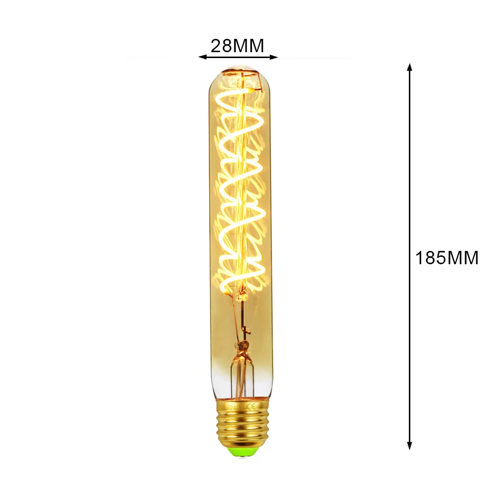 T28X185Amber Марочные шарики edison T28 T9 T300 светодиодный нити спиральная Лампа 220V 4W светодиоидная лампа с регулируемой яркостью декоративные лампочки - Испускаемый цвет: T28X185Amber