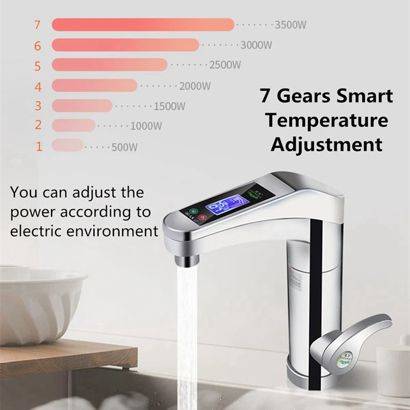 

Intelligent Automatic LCD Display Instant Electric Water Heating Faucet Instantaneous Instant Tankless Water Heater Hot Tap EU P