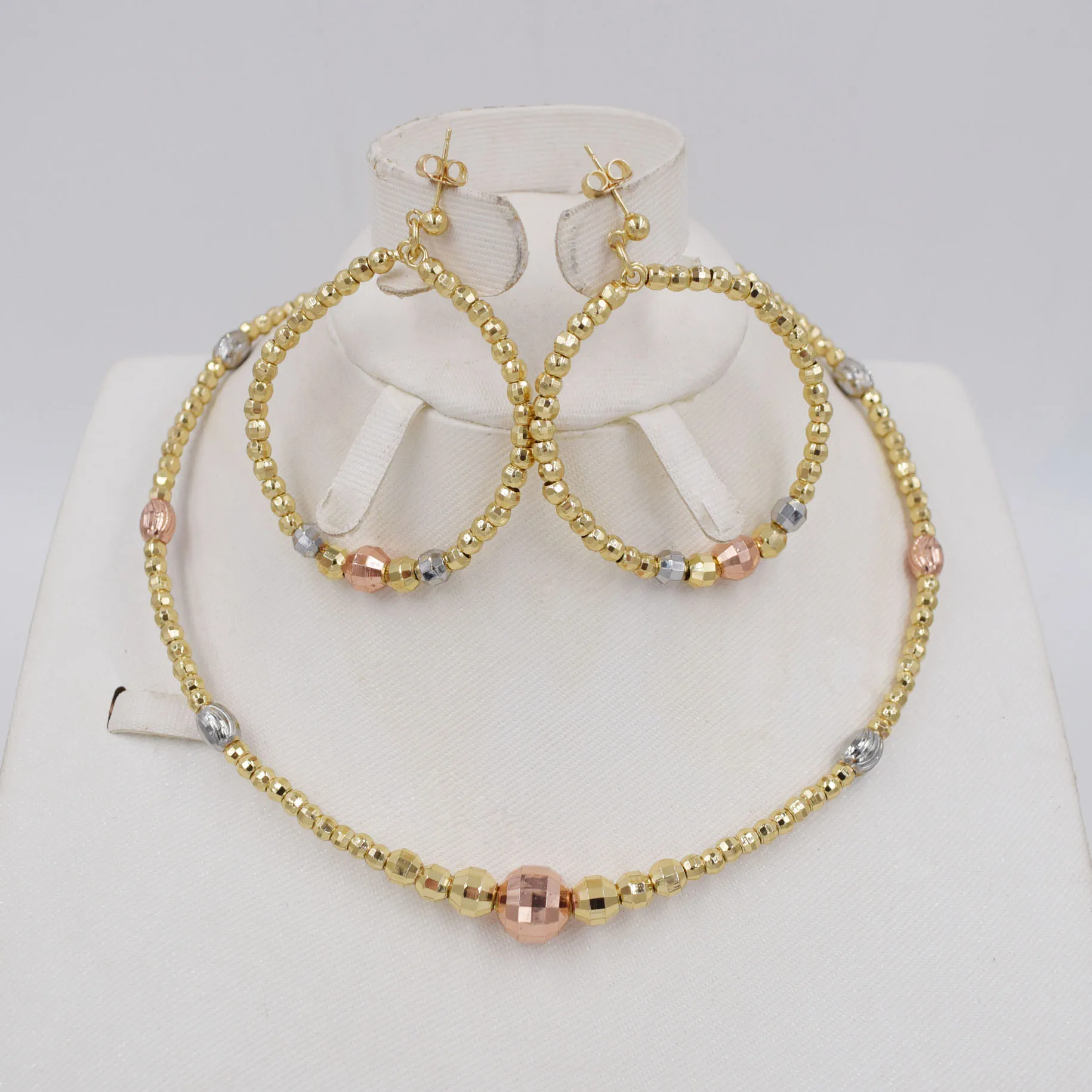 Dubai 3color Gold color Jewelry Set 