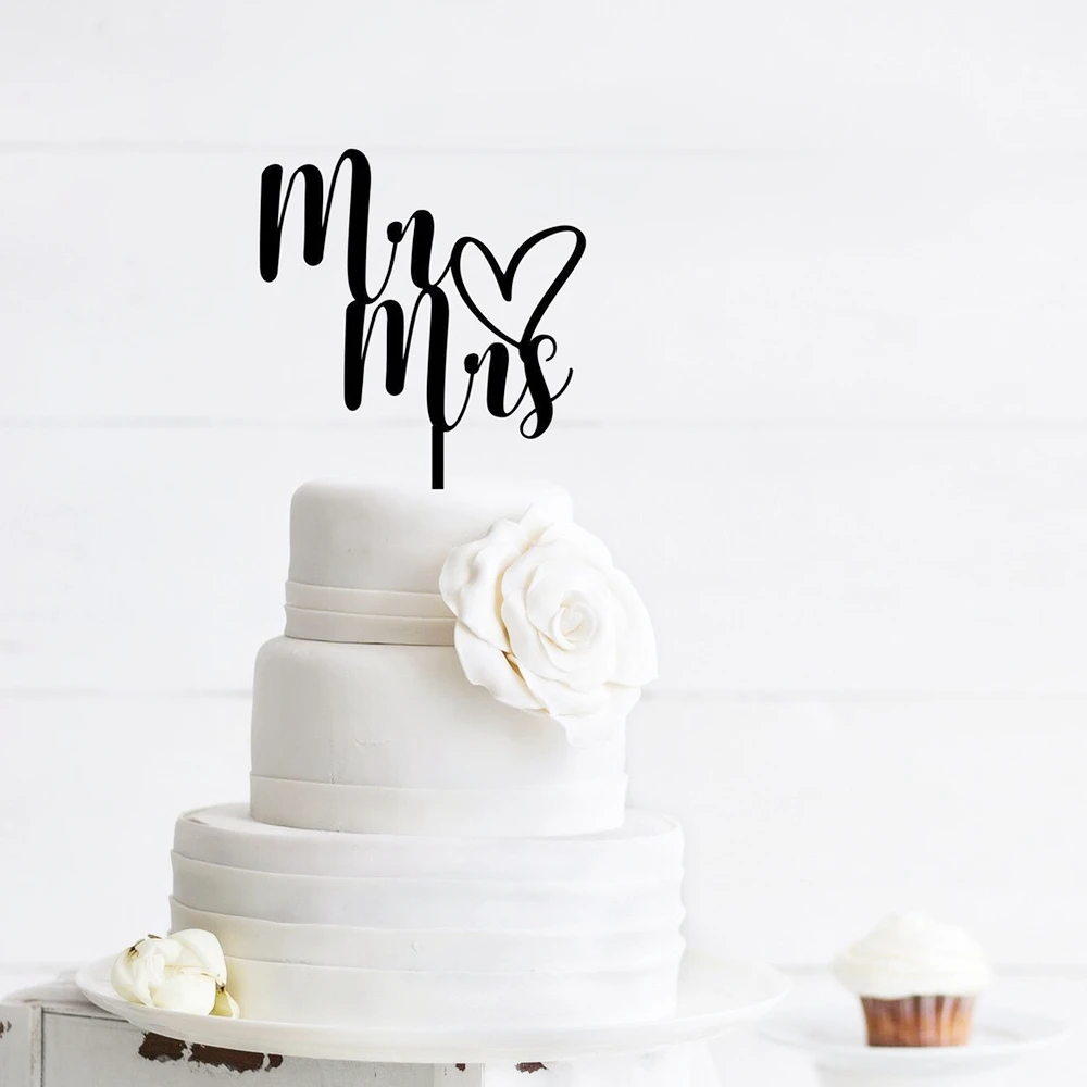 "Mr and Mrs" And Groom Cake Decorations Wedding Supplies Wood Cake Topper 