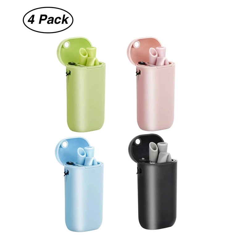 

Collapsible Silicone Straw Reusable Foldable Drinking Straw with Carrying Case and Cleaning Brush for Travel, Home, Office