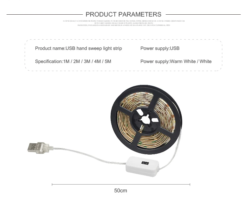 USB Ручной сканирующий датчик движения светодиодный светильник для шкафа белый/теплый белый 1 м-5 м кухонная лампа Светодиодная лента для спальни прикроватная лента