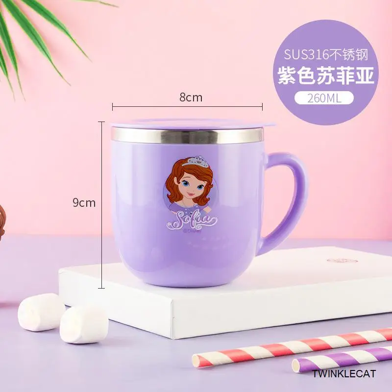 1652 260ml sofi 260 мл детские чашки для молока Микки и Минни креативные стаканчики для напитков и воды Детские тренировочные стаканчики для напитков чашки для сока кружки из нержавеющей стали - Цвет: 1652 260ml sofi