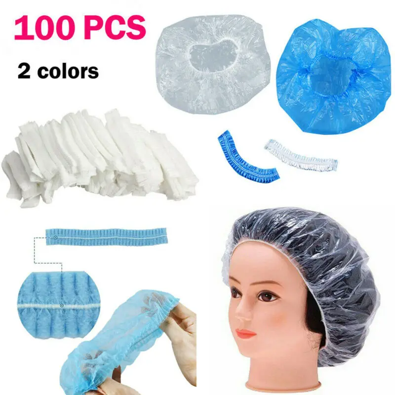 100pc Disposable Hair Net Bouffant Cap Kitchen Medical Non Woven Head 