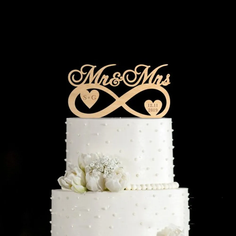 

Cake Decorating Toppers Custom Couples Names Dates Mr and Mrs Wedding cake topper Decor Birthday Party Supplies Topper For Cake