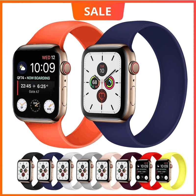 

Solo Strap for Apple Watch 6 Band 44mm 40mm iWatch serie 4/5/6/SE Elastic Belt Silicone Loop bracelet for Apple watch 38mm 42mm