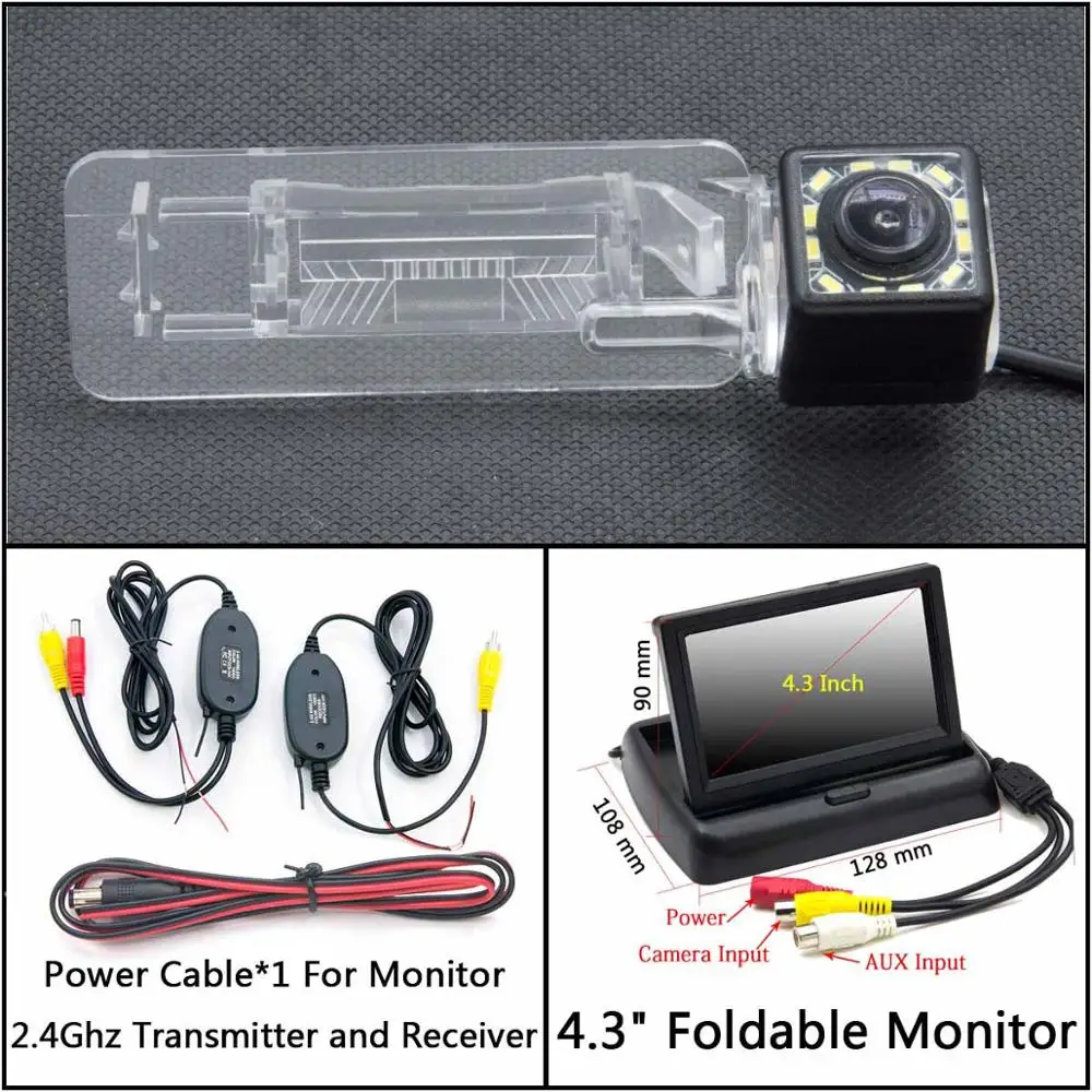 12 Светодиодный фонарь Автомобильная камера заднего вида для Smart Fortwo 451 Four/Smart ED автомобильная парковочная Водонепроницаемая резервная камера ночного видения - Название цвета: C Wireless 4.3inch F