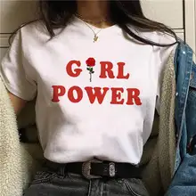 Cheap Feminists Harajuku T Shirt Women Feminism GRL PWR Ullzang T-shirt Girl Power 90s Graphic Tshirt Grunge Aesthetic Top Tees Female