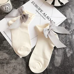 2022 Summer 1 Pair Lolita Style Japanese Maiden Lovely Woman Candy Color Bow Short Cotton Socks High Quality designer socks