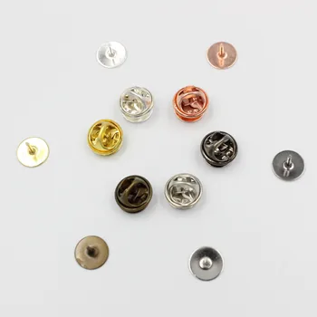 

50Sets Silver Bronze 6 Color Round 10MM 15MM Flat Base Brooch Pins with Butterfly Clasp Diy Jewelry Findings Components