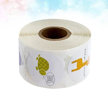 

1 Roll Sticker Cartoon Thanks Delicate Animal Adorable Sealing Labels Wrapping Sticker Packing Paste for DIY Gift
