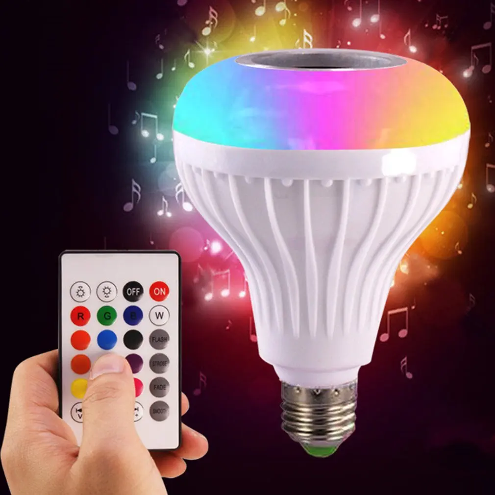 Smart Music Light Bulb Led Colorful Speaker Bulb E27 Wireless Remote Control Audio Bulb 12W 220V RGB Bulb Light Music Player New