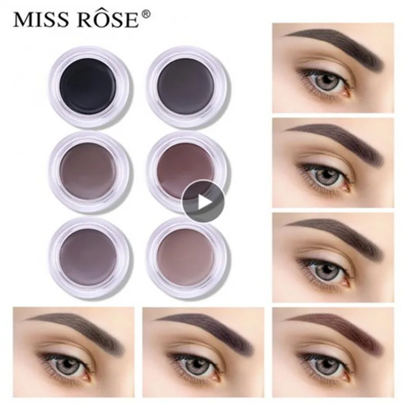 MISS ROSE, гель для бровей, 6 цветов, 3D, натуральный, коричневый, для бровей, тени для макияжа, профессиональный, стойкий, для бровей, кисть для косметики, TSLM2