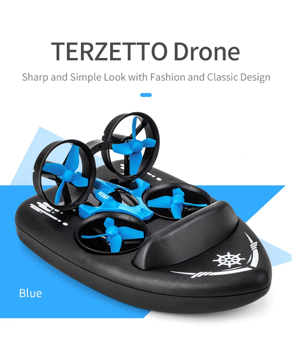 Upgraded H36 JJRC H36F Terzetto 1/20 2.4G 3 In 1 RC Vehicle Flying Drone Land Driving Boat Mini Drone Model Toys RTR VS E016F