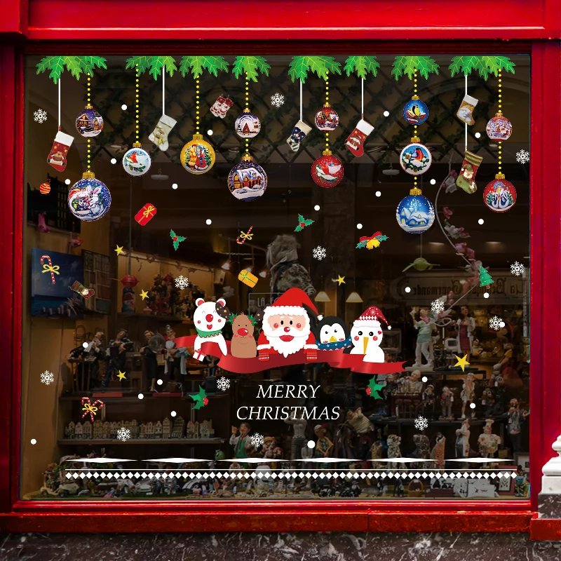 92038 Рождественские украшения для дома, Navidad, наклейки на окна, снежинка, лось, стеклянные наклейки, Санта, настенные фрески, рождественские, вечерние, Декор - Цвет: 92038