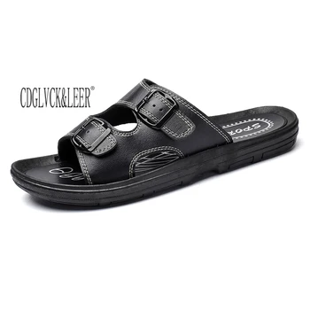 

Slides mens sandal luxury genuine leather slipper little bee for summer high quality sandals 2020 slip on lightweight breathable