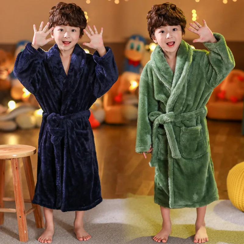 ULKNN Winter Children's Bathrobe Pajamas 2-14 Years