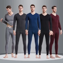 Thermal Underwear Warm Suits Men Winter Autumn Large Size Male Cationic V-Neck Clothes Long Trousers Two-Piece Winter Pants