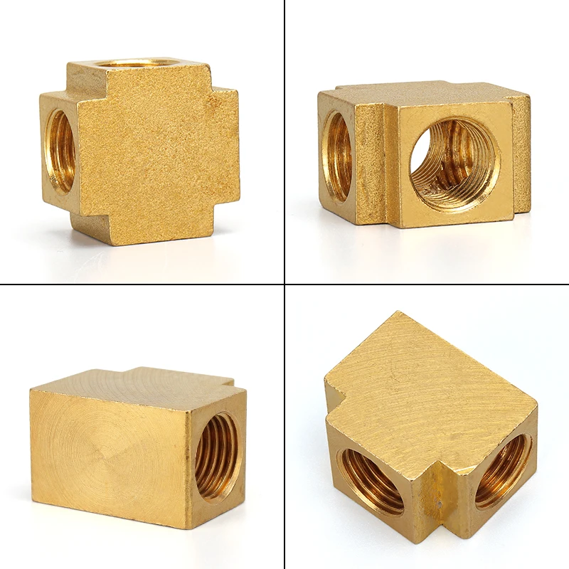 1/8\" 1/4\" 3/8\" 1/2\" BSP Female Thread 3/4-way Square Pneumatic Hydraulic pressure Brass Pipe fittings