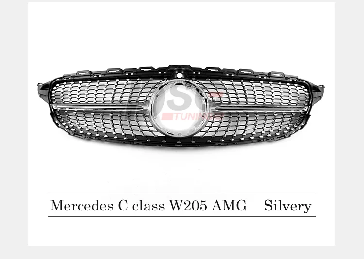 Алмазная Передняя решетка для Mercedes-Benz c-класс W205 Купе Седан C43 C450 AMG 15-18