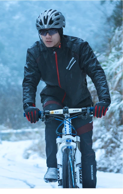 ROCKBROS Winter Bicycle Jacket Set Men Fleece Warm Bike Suit Breathable  Sports Jersey Sets Waterproof MTB
