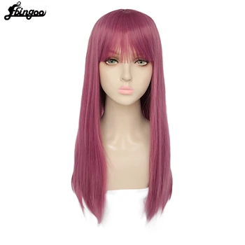 

Ebingoo Descendants 2 Mal Bertha Maleficent Live Evil Wig Long Straight Purple Synthetic Halloween Costume Cosplay Women Wigs