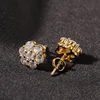 Hip Hop Claw Setting CZ Stone Bling Ice Out Plum Blossom Flower Stud Earring for Women Men Unisex Rapper Jewelry 1