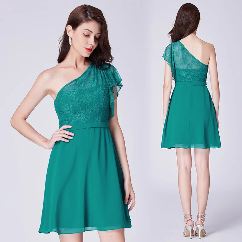 

2020 Europe And America Summer New Style New Style-off-Shoulder Lace Green Dress